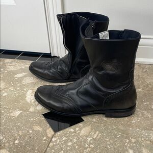 Black Men's Leather Motorcycle Boots
